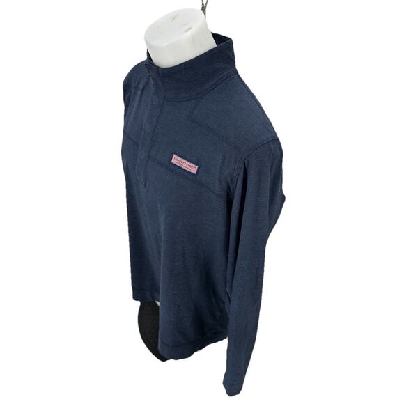 Vineyard Vines Large Men Edgartown Shep Shirt Navy Blue Snap Neck 6-1k - Picture 2 of 9